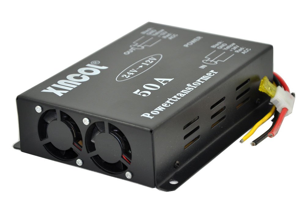 XINCOL® 24V a 12V Paso Abajo Transformador Convertidor Descenso Reducer Regulador 50A 600W Poder Suministro Adaptador para Auto Coche Camión Vehículo Barco Solar Sistema