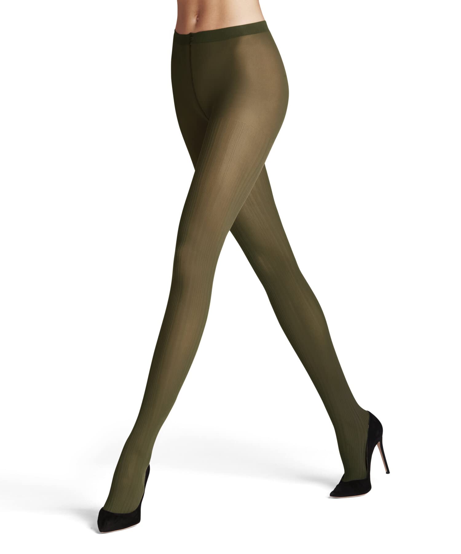 FALKE Women's Prime Rib 60 DEN W TI Semi-Opaque Patterned 1 Pair Tights, Green (Artichoke 7436), M