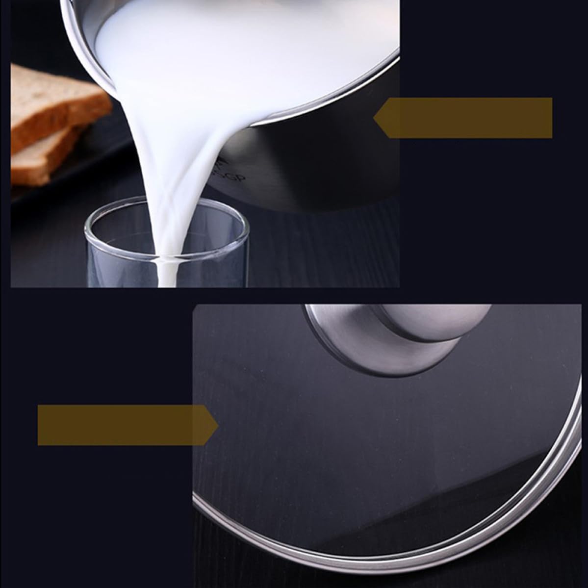 Edelstahl Stieltopf mit Deckel und Dampfgarer Ergonomisches Design 16cm Multifunktions Kochtopf für Babybrei und Instant Nudeln für Zuhause und Outdoor