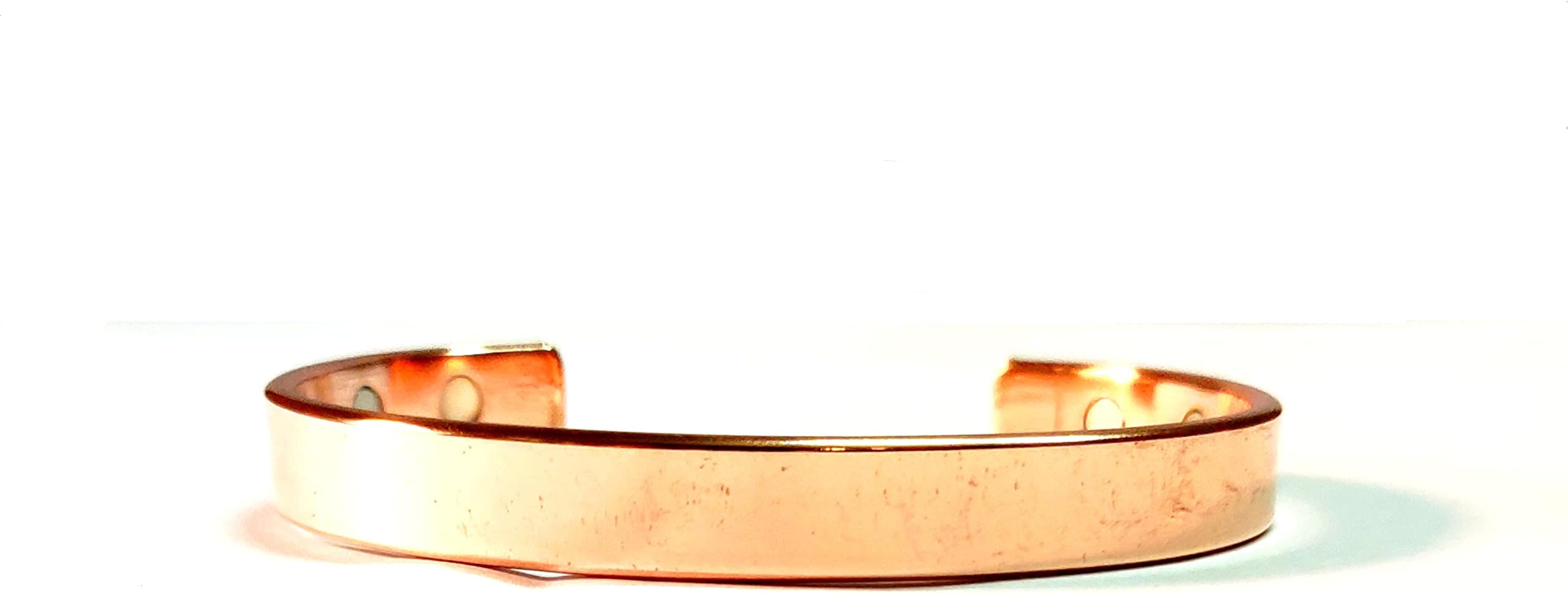 'K'razy'S'tone - Healing 6 Magnets Plain Pattern Copper Peace Yoga Meditation Jewellery Bracelet For Men & Women