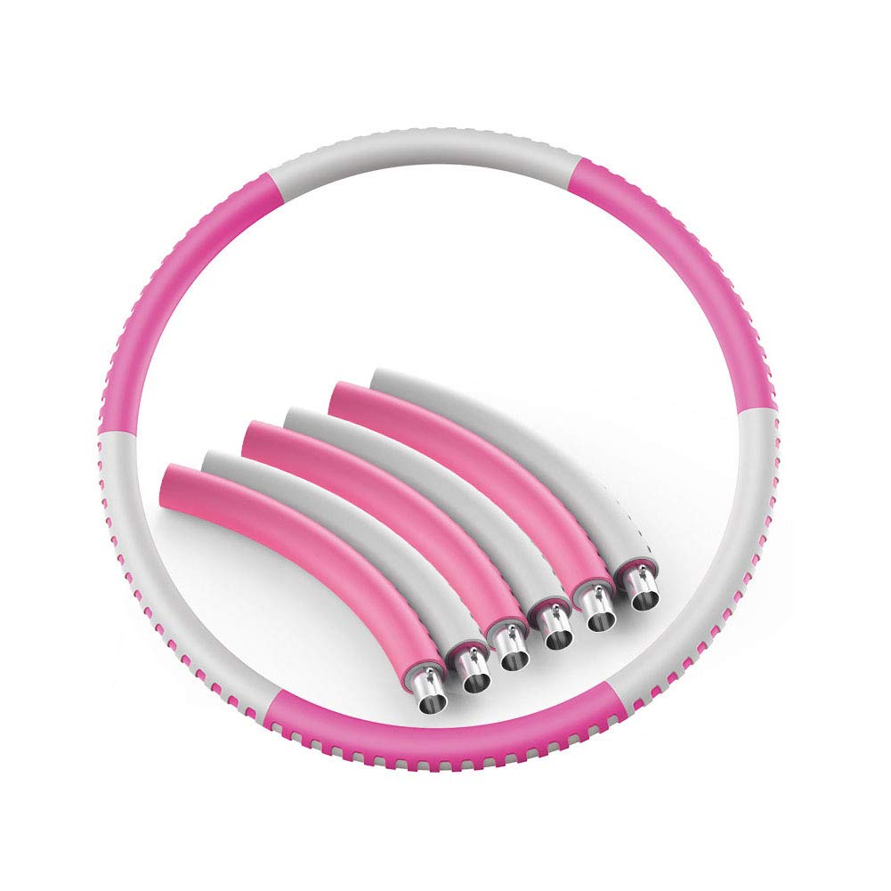 Gewichteter Hula-Reifen, Variables Füllgewicht, Ultra-dauerhafter Edelstahlrohr innen, geeignet für Erwachsene, um Fett- und Aerobic-Übungen zu reduzieren,Rosa