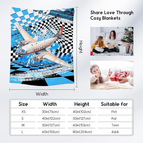 Boys Blanket Gifts, Kids Throw Blanket with Airplane Print, Fluffy Flannel Throw for Son Grandson, Gifts for Toddler, 30"x40"