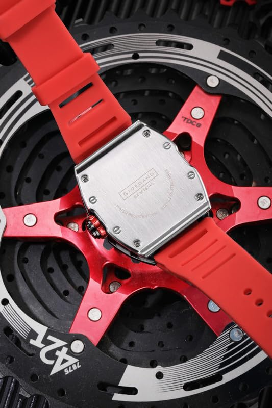 Image of Giordano Square Analog Casual Sporty Watch for Men - Mechanical-Inspired Design dial, Quartz Movement, Silicon Strap and Date Display Function - GZ-50150