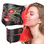LED Light Therapy mask (E106A) Red Light Therapy for Face and Neck, 7-in-1 Colors Led Face Mask Light Therapy with 324 LED Beads, 5 Brightness Levels & 20 Mins Timer Function for Home & Travel