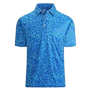 SAMERM Golf Shirts for Men Super Stretch Jacquard Dry Fit Golf Polo Moisture Wicking Short Sleeve Polo Shirts for Men