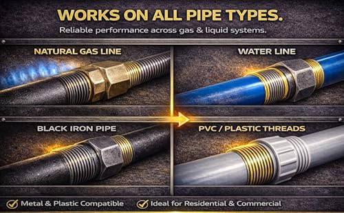 Image of Black Swan All Purpose Pipe Dope, Pro-Grade Pipe Thread Sealant, Soft-Set, High Viscosity, Low Odor, for All Piping Types with Bottle Brush Cap, Yellow, 1 /2 Pint