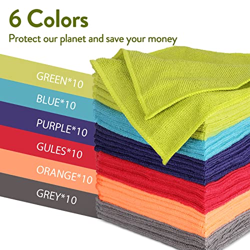 Zvonema Microfiber Cleaning Cloth, 60 Pack Reusable Cleaning Rag, Streak-Free Lint Free Cloths All-Purpose Microfiber Towels For Cars, House, Kitchen, Window(12.6 X 12.6 In) #TOP1