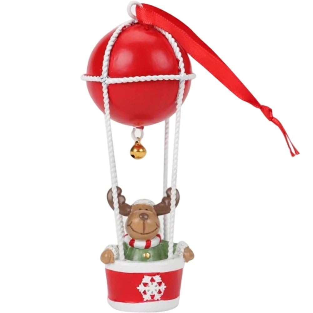 Vbsqic Christmas Tree Ornament, Hot Air Balloon Ornaments Hanging Decorations with Bells Santa Claus Elk Snowman Pendant for Xmas Home Decorations