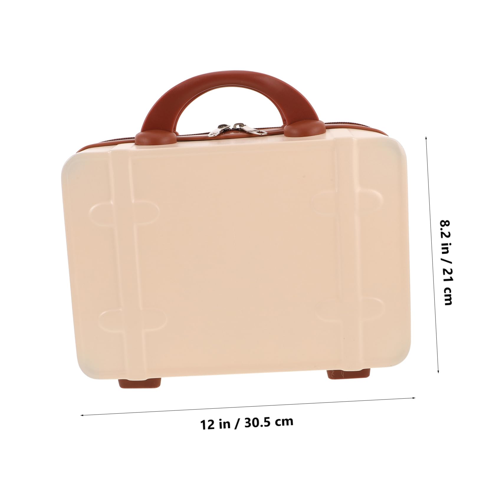 Maleta de Maquillaje Retro de Mano 14 Pulgadas Abs Beige | Interior Varios Compartimentos, para Viaje y Uso Diario, Diseño Vintage Inspirado