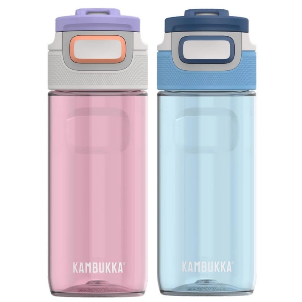 Kambukka Pink Wave – zestaw 2× butelka na wodę Elton 500 ml, szczelne, BPA Free, tritan 50% recykling, nakrętka 3-w-1 Snapclean