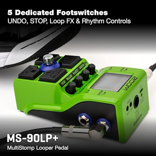 Image of Zoom MS-90LP+ MultiStomp Looper Pedal with 90-Minute Loops, 13-Hour Recording, High-Fidelity 32-Bit Float Audio, Backlit LCD, Rhythm Patterns, and MIDI, for Guitarists, Bassists, & Keyboardists