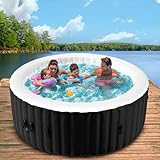 4-6 Person Inflatable Hot Tub, 264Gal Portable Blow up Hot Tub with 130 Strong Bubble Jets, Leak-Resistant PVC Round Outdoor Spa with Heater Pump and Insulated Cover, 82” X 82” X 25”