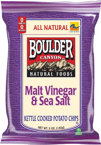 Image of Boulder Canyon Kettle Chips, Malt Vinegar and Sea Salt, 5-Ounce Bags (Pack of 12)