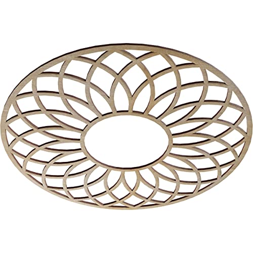 Image of Ekena Millwork 24 inchOD x 8 1 /4 inchID x 3 /8 inchT Cannes Wood Fretwork Pierced Ceiling Medallion, Birch