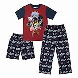 Bioworld Naruto Youth 3-Piece Sleep Set with Tee Shirt, Shorts, and Sleep Pants- Large Multicolored