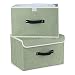 Storage Bins,Mee'life Set of Two Foldable Storage Box with Lids and Handles Storage Basket Storage Needs Containers Organizer With Built-in Cotton Fabric Closet Drawer Removable Dividers (Light Green)