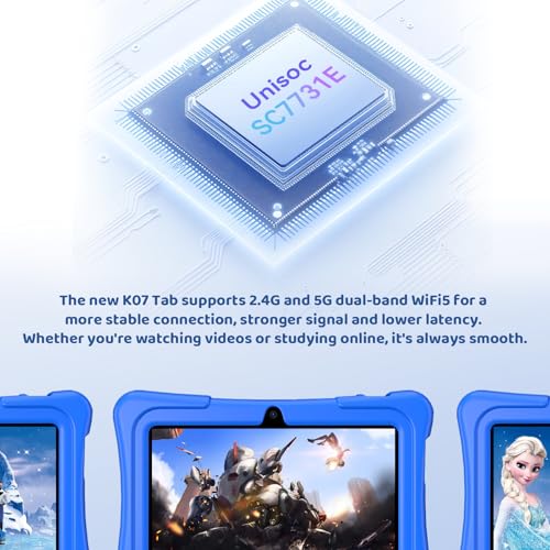 Image of Kids Tablet, 7 Inch Android 15 Tablet for Kids, 8GB+32GB 1TB Expanding, Quad Core Toddler Tablets with Shockproof Case, BT5.0, WiFi 5, Parental Controls, Games, Dual Camera (Blue)
