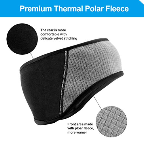 ROCK BROS Fleece Ear Warmers Headband Men Women for Running Cycling Biking Warm Ski Ear Band for Winter Cold Weather - Image 3