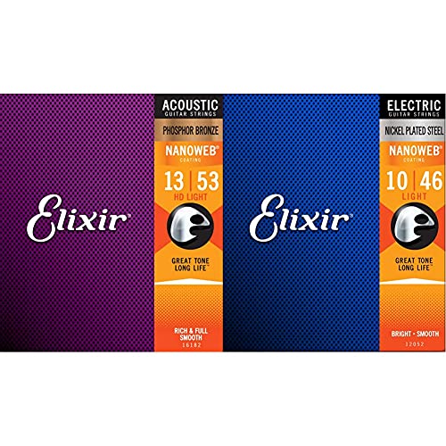 Cordes Elixir® en Phosphore Bronze pour guitare acoustique avec revêtement NANOWEB®, HD Light (.013-.053) & Cordes… - Les Beatles, Paul McCartney, John Lennon, RIngo Starr, George Harrison Cordes Elixir® en Phosphore Bronze pour guitare acoustique avec revêtement NANOWEB®, HD Light (.013-.053) & Cordes…