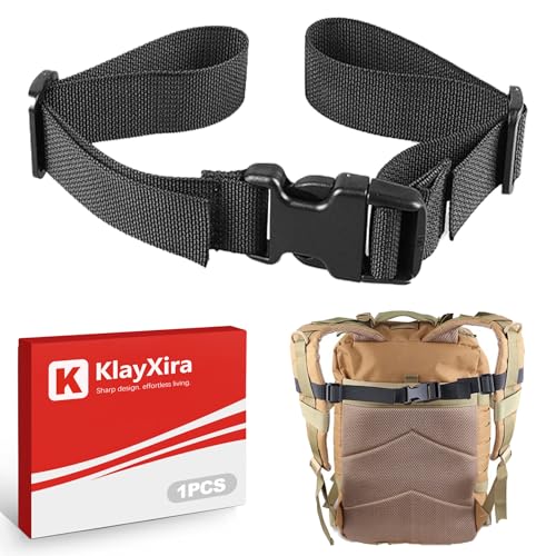 KlayXira Adjustable Universal Backpack Chest Sternum Strap, Quick Release Buckle with D-Rings, Shoulder Clip Harness Extender for Hiking Camping Rucking Travel