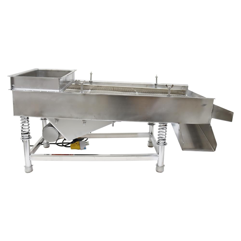 WYDDDARY Small Stainless Steel Linear Screen JG30-75 Electric Linear Sifter Machine Straight Vibrating Sieve Shaker 9mm Square Grid Mesh Single Layer Single Motor 110V