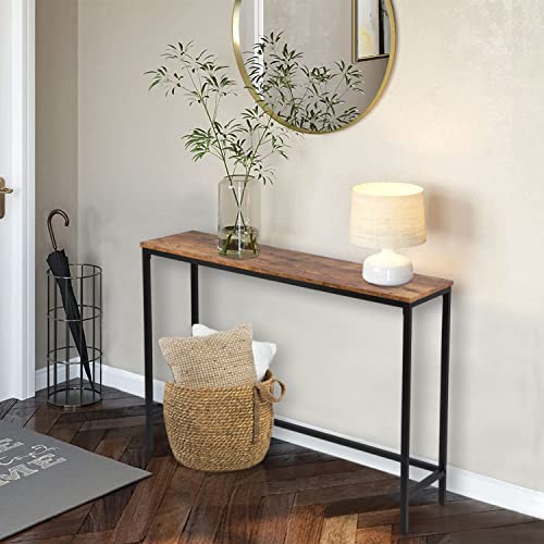 Timberer 39.4” Console Table, Hallway Entrance Table Sofa Table Behind Couch, For Living Room, Entryway, Easy Assembly, Accent Table, Rustic Brown #TOP3