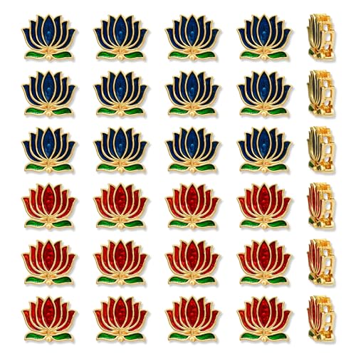 Image of Satra Tarders Lotus Meenakari Kundan Beads for DIY Jewellery Making Rakhi Making | Size : 15mm | Qty : 12pcs | Blue