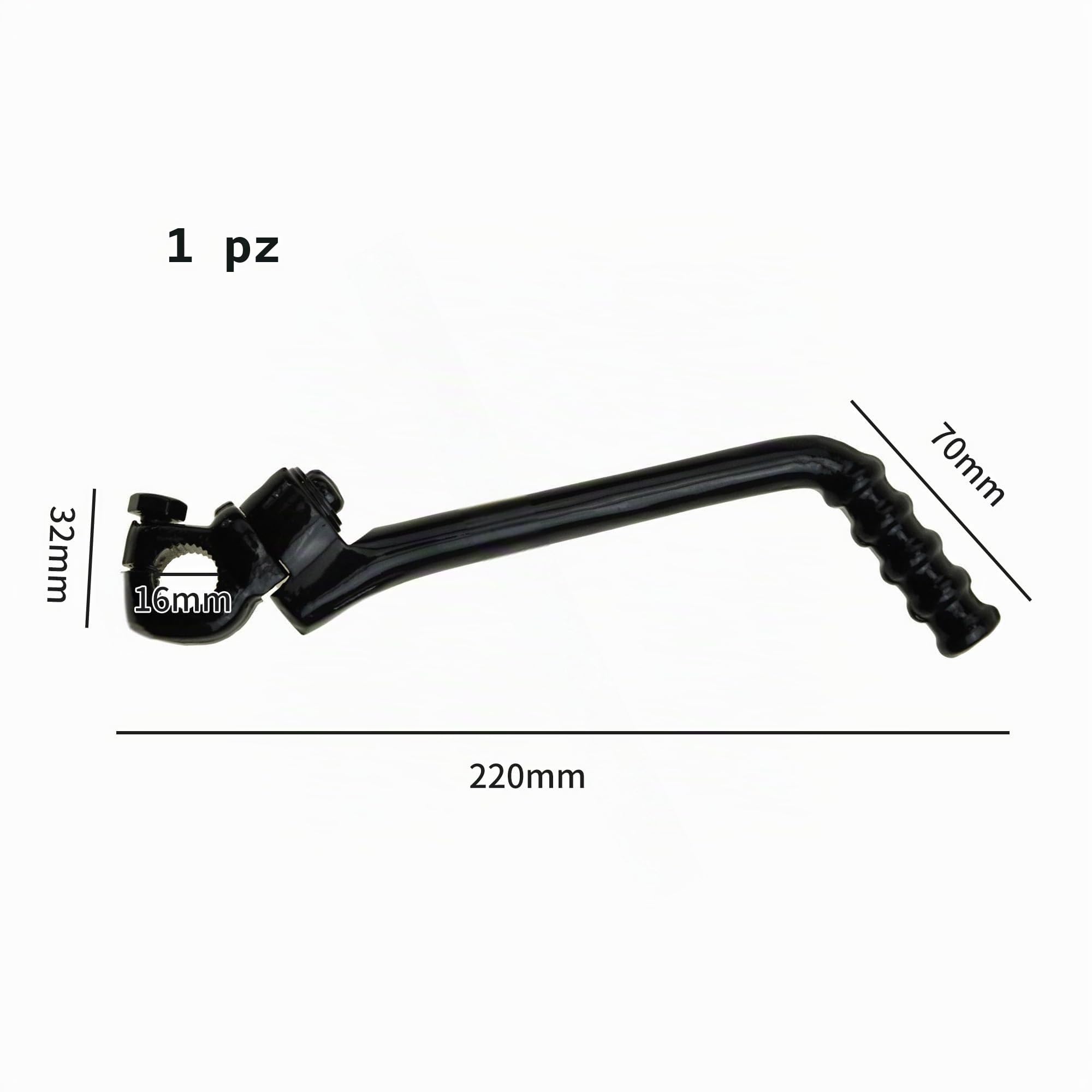 Leva del pedale di avviamento regolabile da 16 mm per moto da cross da 140 cc, 150 cc, 160 cc, 200 cc, 250 cc, in acciaio inox nero (16 mm)