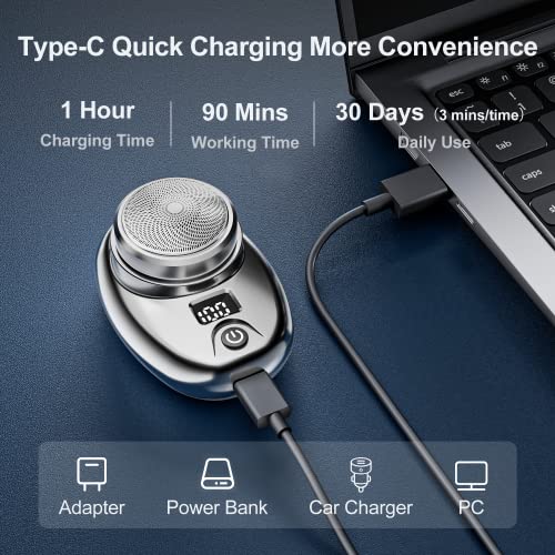 Mini Shaver,Electric Razor For Men With Lcd Display,Portable Pocket Size Beard Trimmer,Cordless Rechargeable Rotary Shavers,Usb Wet And Dry Beard Grooming Kit Suitable For Home And Travel,Gift For Men #TOP4
