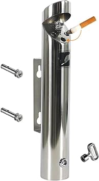 Wall Mounted Ashtray Public Wall Mounted Ashtray Outdoor Ashtray Stainless Steel Metal Ashtray Commercial Trash Can Stainless Steel 304 Cylinder Wall Mounted Ashtray Lockable Outdoor Large