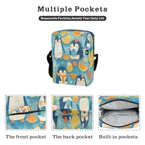 Cute Summer Orange Penguin men's messenger bag Small Crossbody Bags For Women Croos Body Purses Adjustable Strap for Casual School2