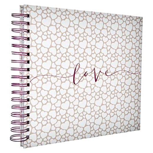 Hama Álbum de fotos de 28 x 24 cm (álbum en espiral con 40 páginas blancas, libro de fotos para hacer y pegar, álbum de bodas para hasta 80 fotos en formato 10 x 15 cm), color beige y blanco