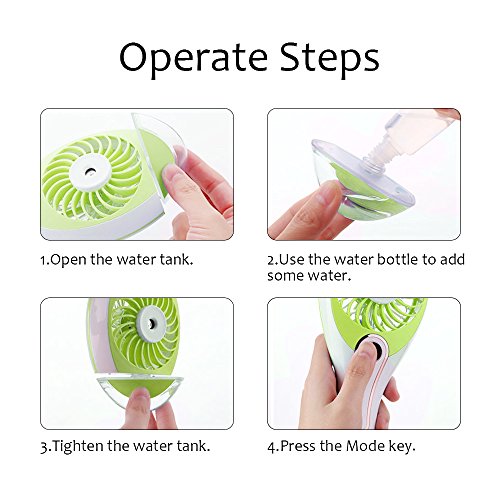 YCTA Portable Handheld Fan/ Facial steamer/ Handheld Ultrasonic Humidifier/ Personal Humidifier Fan for Outdoor, Beauty Home, Office and Travel-4