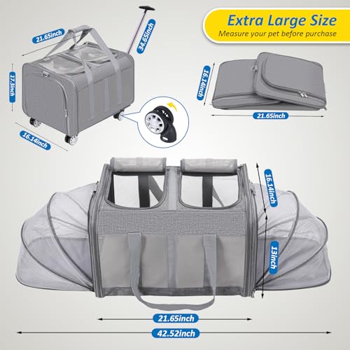 Expandable-Pet-Carrier-with-Wheels-Double-Cat-Dog-Carrier-21x-17x-16-up-to-40-Lbs-Rolling-Pet-Carrier-for-Cats-and-Dogs-Extra-Large-Pet-Travel-Carrier-Ideal-for-OutdoorTravel