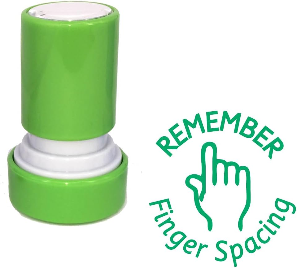Remember Finger Spacing Self-Inking Teacher Stamp - Green Ink - 22mm, Self Inking. *