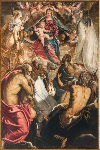 Affiche impression d'art Tintoretto Dame avec l'Enfant Jésus, toile murale 60x90cm