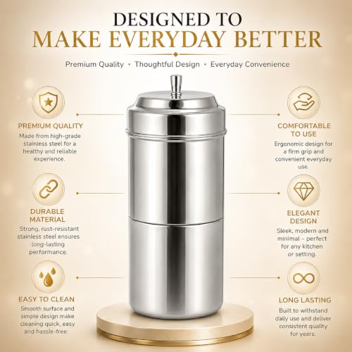 Image of VELTO Stainless Steel Coffee Filter for South Indian Filter Coffee, Coffee Decoction Maker, Filter Coffee Maker Steel, Coffee Filter for Home, 260g