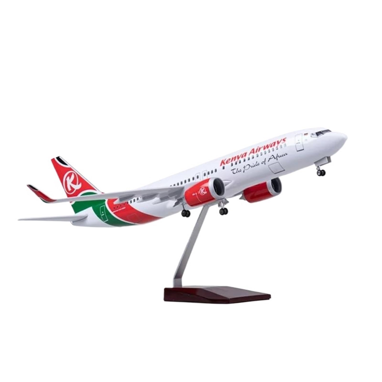 Must-have dla kolekcjonerów Odlewany metal Samolot w skali 1/85 47CM Samolot B737 Samolot Kenya Airlines 2025 W Koło świetlne Odlewany z żywicy Model samolotu Kolekcja do zbierania i wyświetlania (bez