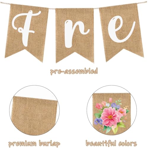 Image of She's Fresh Off The Market Burlap Banner Pre-Assembled for Farmers Market Bachelorette Party Floral Bridal Shower