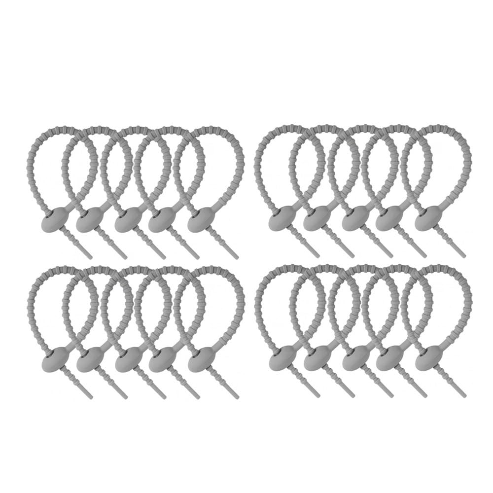 Wzddxunsf 20Pcs Gray Silicone Self-Locking Wire Cable Tie Reusable Tidy Organizer Straps Fasten(20Pcs Gray)