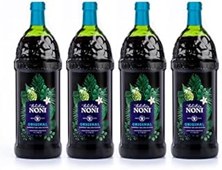 TAHITIAN NONI Juice by Morinda, Original and Authentic, Noni Fruit Puree from Tahiti w/Natural Blueberry & Grape (Resveratrol), All-Natural Daily Wellness Drink - 4 One Liter Juice Bottles Per Case