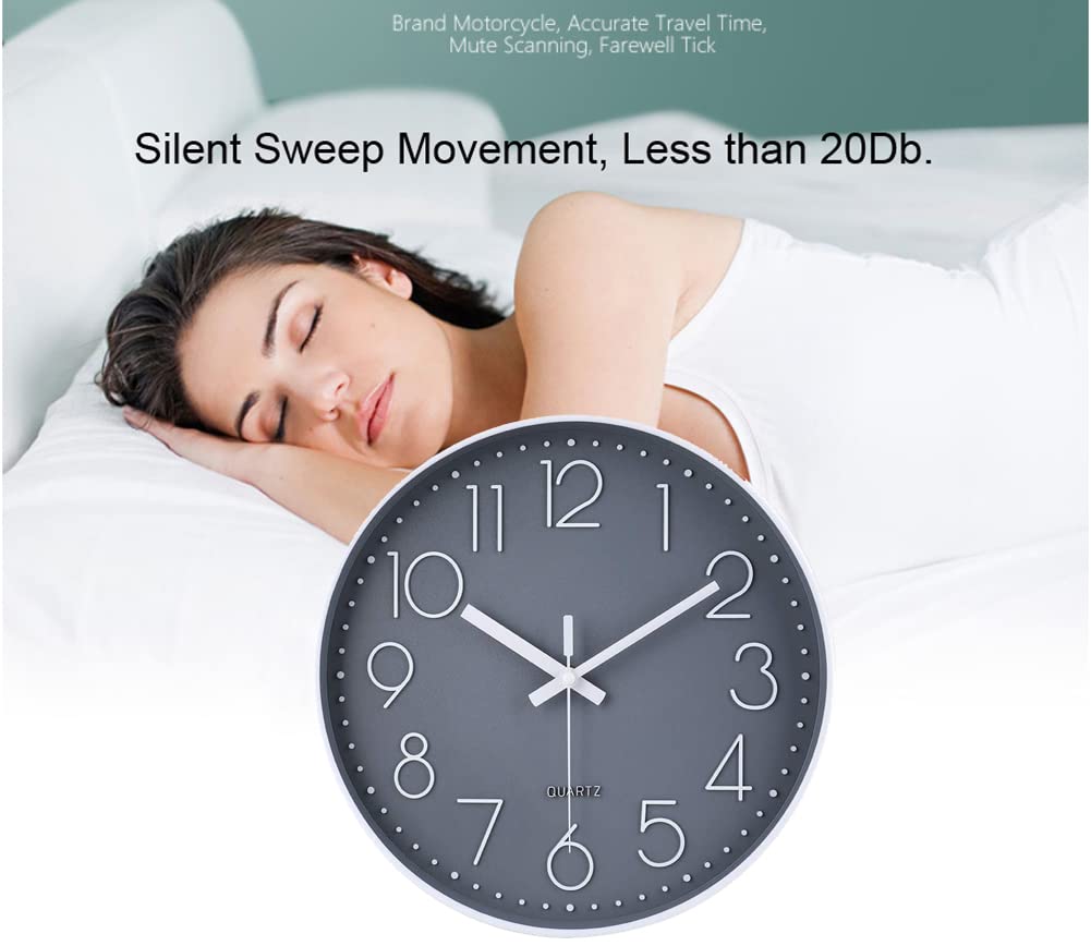 Moderno Orologio da Parete Silenzioso Orologio da Cucina Quarzo da 30 cm (Grigio-Bianco)