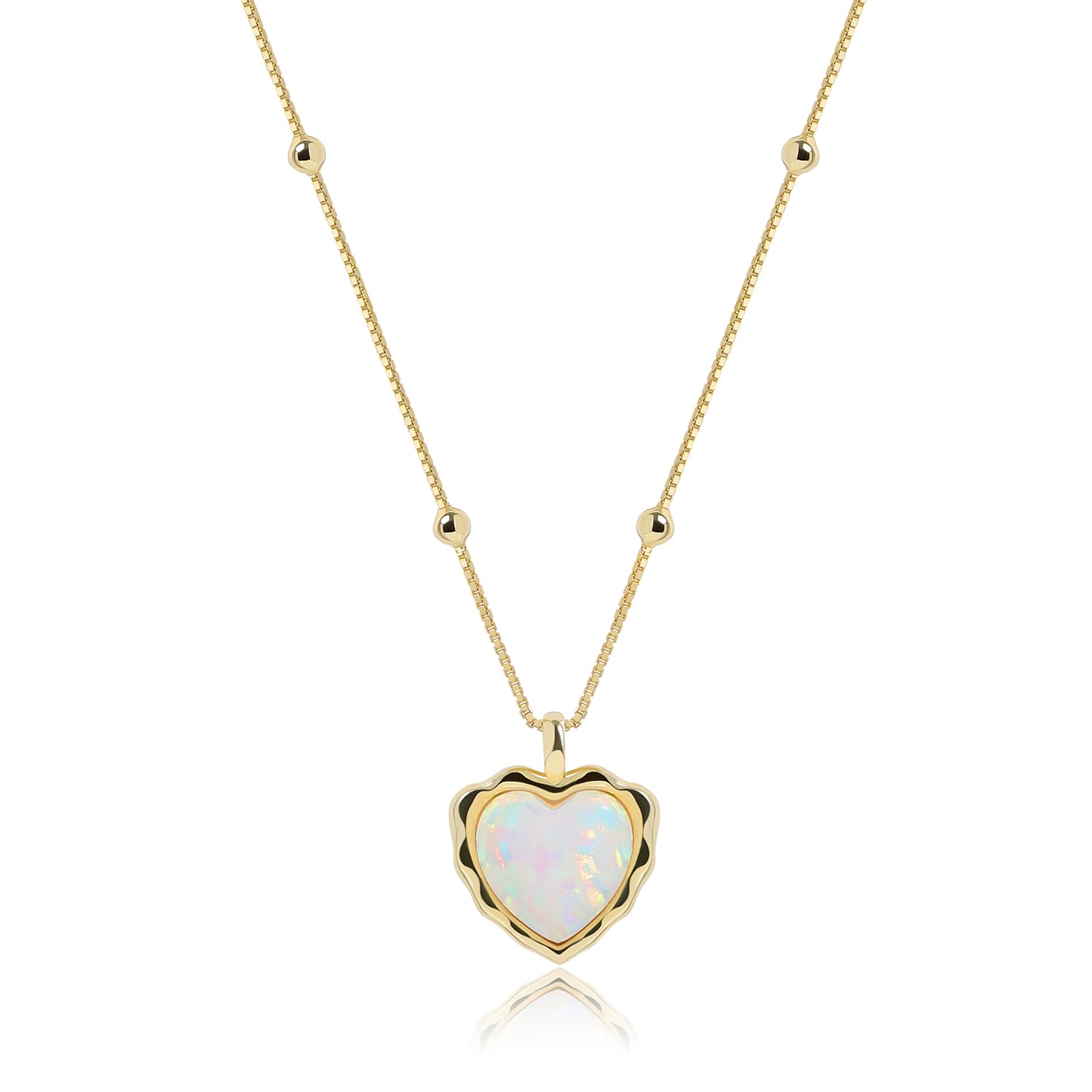 Meissa Gold Halskette für Frauen Opal Stein Anhänger Halskette 925 Sterling Silber Herzform Halskette Damenschmuck