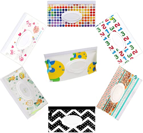 Zodors 7 Piezas Funda Toallitas Bebe Para Toallitas Húmedas Reutilizables Portátil Cajas de Bolsa Para Toallitas Bebe se Puede Usar Para Viajes Diarios