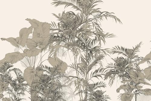 Papier peint panoramique plantes tropicales Lumalea pour mur blanc et terne