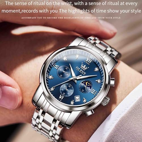 Image of OLEVS Men's Analog Watch Multi Color Business Stainless Steel Waterproof Luminous Quartz Watch Luxury Leisure Date Simulation Original Bowl Watch (In-2858- Multicolor White ?)