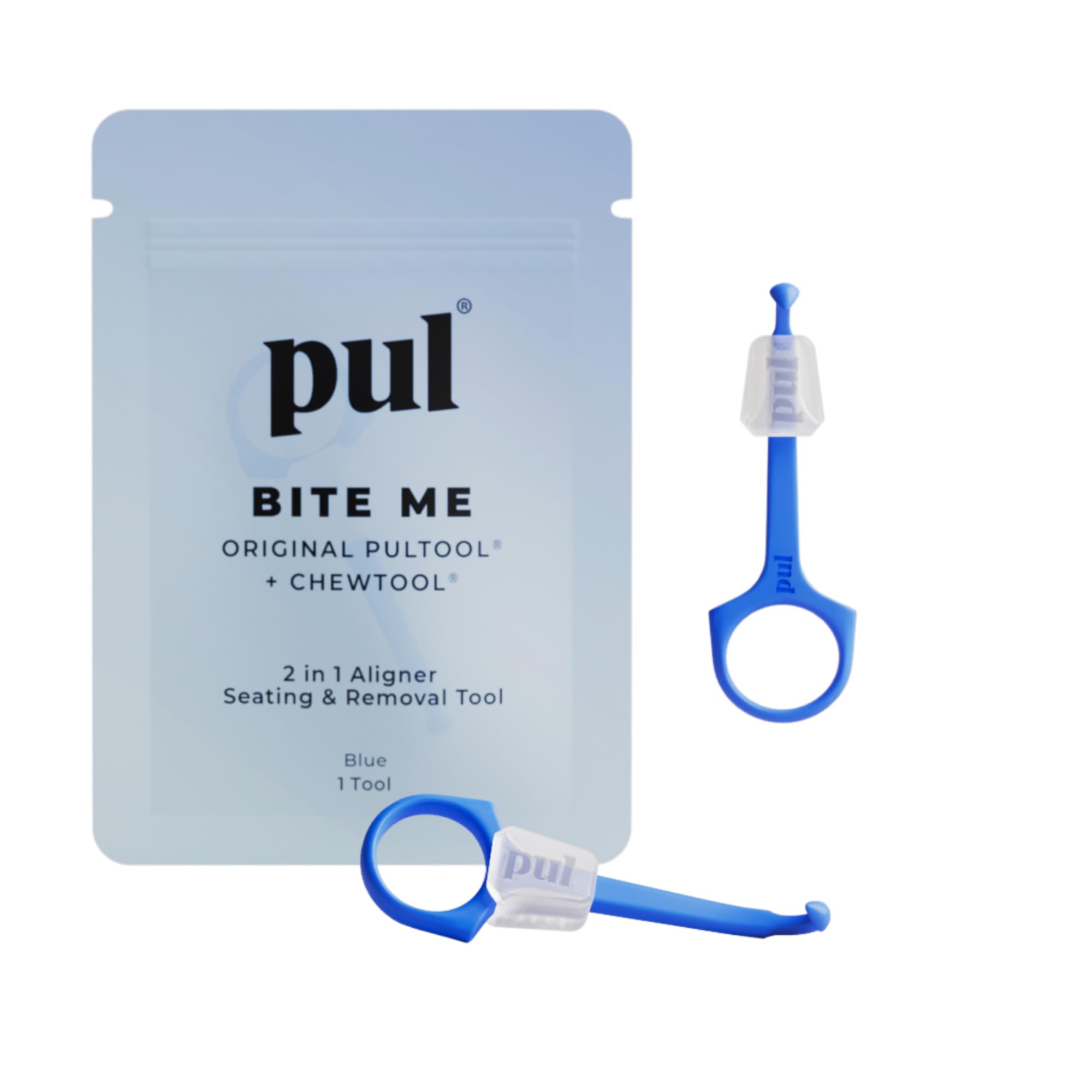 PUL Pack of 2 Reusable 2-in-1 Aligner Seating Chewie & Removal Tool — Compatible with Invisalign, Removable Braces, Retainers, Trays – Easy-to-Use Remover & Chew, Dental & Oral Hygiene Care – Blue