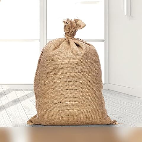 YiYYPT Pack of 5 Universal large Hessian Jute Sacks 350g/m² Natural Hessian Resistant and Anti-Tear Storage Bags Burlap sack for potatoes, vegetables, plant protection and decoration (38x55cm) Cover