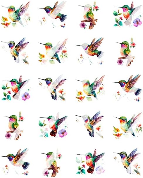 Calcomanías de uñas de colibrí - Calcomanías de uñas Waterslide - Diseño #4