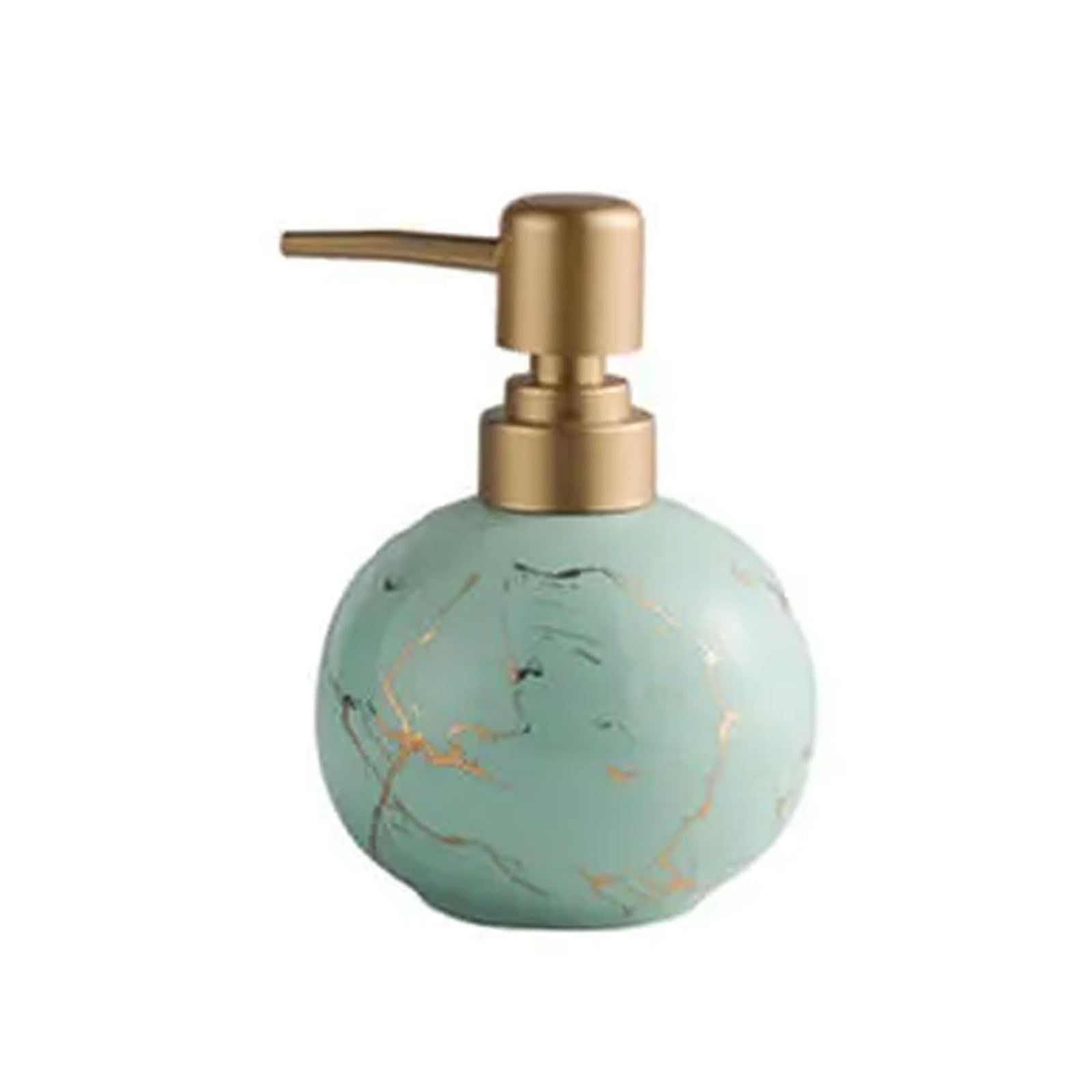 Marbling Round Ceramic Soap Dispenser 10.1oz, Multi-Color Marble Veins, Countertop for Kitchen Bathroom(Gr�n)